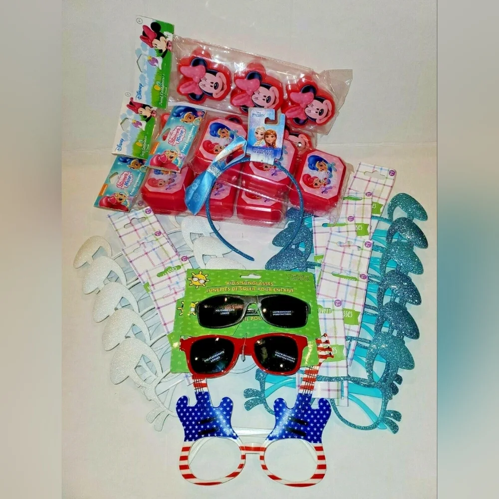 Lot of Kids Stuff Novelty Glasses, Treat Containers, Head Band & Sunglasses NWT